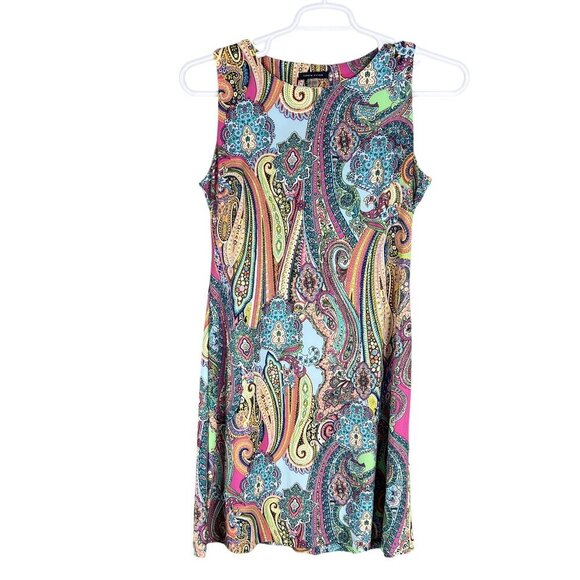 Tommy Hilfiger Womens 8 Psychedelic 70s Thyme Sleeveless Groovy Dress Stretchy - Picture 3 of 14